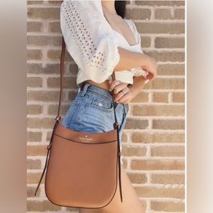 NWT Kate Spade Leila NS Crossbody Pebbled Leather Warm Gingerbread